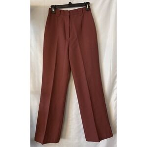 Vintage Ladies Kmart Polyester 70s Rust Color Zip Slacks Wide Leg Pants 26x29.5